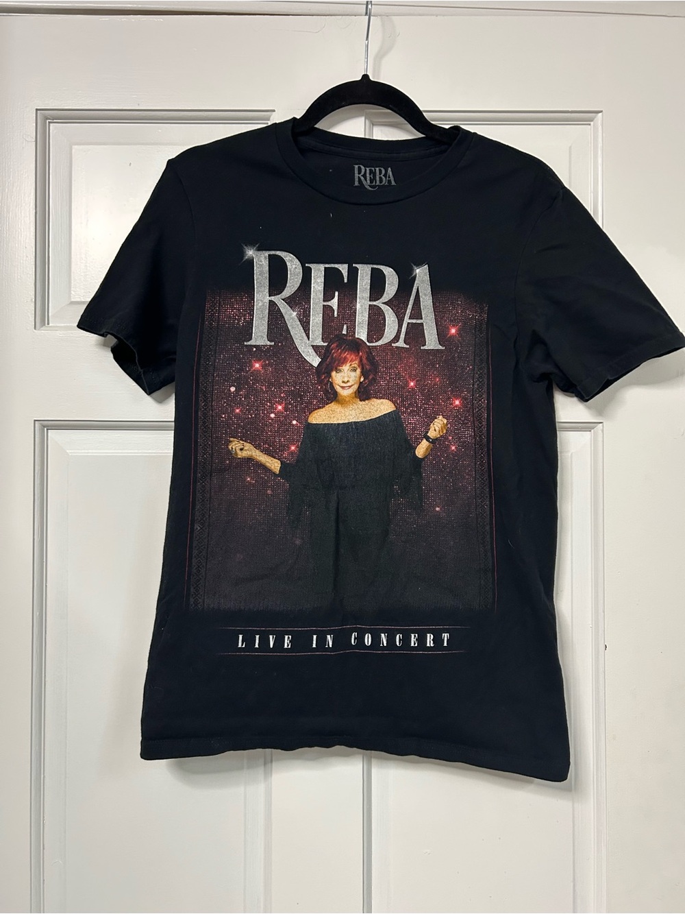Reba Black Live in Concert Graphic Tee with Red Accent
